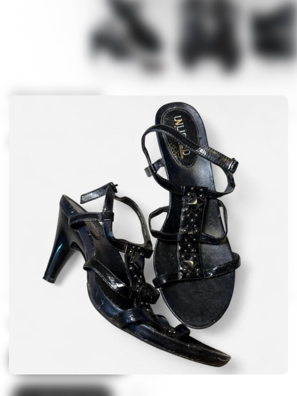 Kenneth Cole Black Studded Strappy Heels